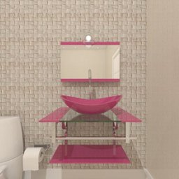 GABINETE DE VIDRO 60CM IQ INOX COM CUBA OVAL - ROSA - 2