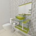 Ver imagem 1 de GABINETE DE VIDRO 60CM IQ INOX COM CUBA OVAL - VERDE OLIVA