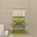 Ver imagem 2 de GABINETE DE VIDRO 60CM IQ INOX COM CUBA OVAL - VERDE OLIVA