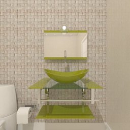 GABINETE DE VIDRO 60CM IQ INOX COM CUBA OVAL - VERDE OLIVA - 2