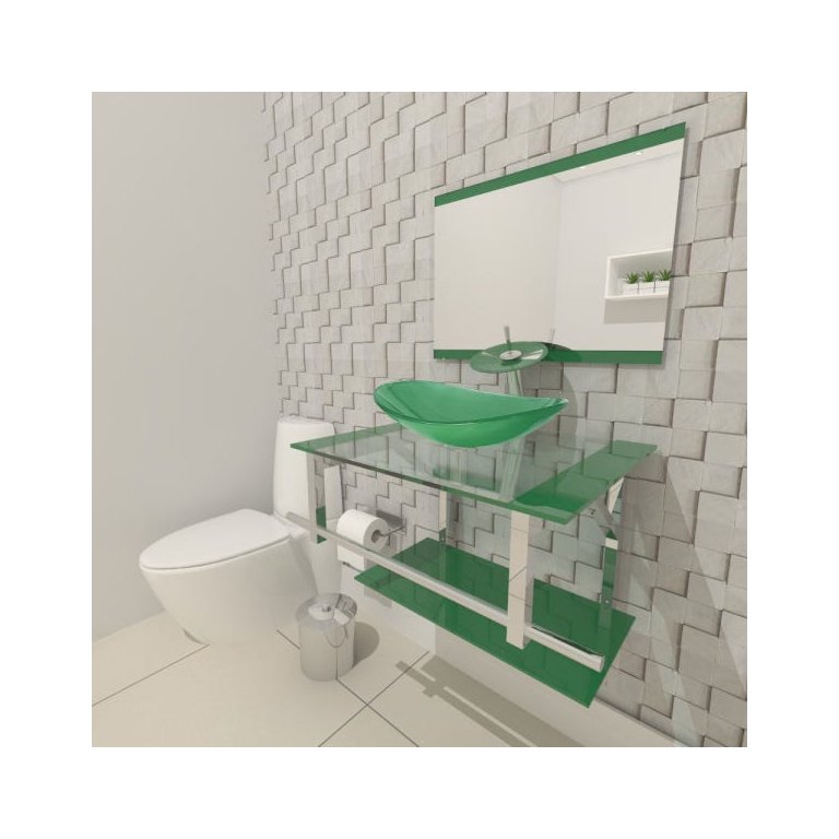 GABINETE DE VIDRO 60CM IQ INOX COM CUBA OVAL - VERDE