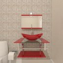 Ver imagem 2 de GABINETE DE VIDRO 60CM IQ INOX COM CUBA OVAL - VERMELHO FERRARI