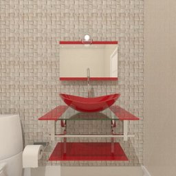 GABINETE DE VIDRO 60CM IQ INOX COM CUBA OVAL - VERMELHO FERRARI - 2