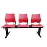 Longarina 3 Lugares Versat Assento Encosto Plástico Coluna Dupla para Recepção Escritório Vermelha - 2