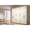 Ver imagem 7 de Guarda Roupa Casal 8 Portas e 6 Gavetas C/ Pés Master 8.6 Jatoba/areia - Santos Andirá