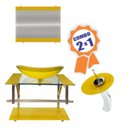 Ver imagem 1 de COMBO 2 EM 1 GABINETE DE VIDRO 60CM AC COM CUBA OVAL + TORNEIRA IBIZA - AMARELO