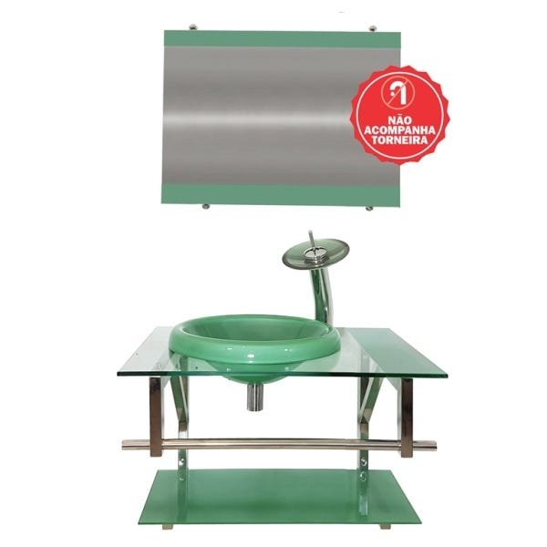 GABINETE DE VIDRO 70CM IQ INOX COM CUBA CHAPÉU REDONDA - VERDE - 3