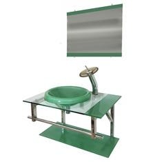 GABINETE DE VIDRO 70CM IQ INOX COM CUBA CHAPÉU REDONDA - VERDE - 1