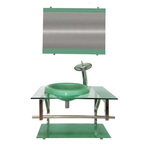 GABINETE DE VIDRO 70CM IQ INOX COM CUBA CHAPÉU REDONDA - VERDE - 2