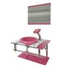 GABINETE DE VIDRO 70CM IQ INOX COM CUBA CHAPÉU REDONDA - ROSA - 1