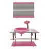 GABINETE DE VIDRO 70CM IQ INOX COM CUBA CHAPÉU REDONDA - ROSA - 2