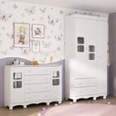 Ver imagem 4 de Quarto de Bebê Completo com Guarda-roupas 3 Portas e Cômoda Luna Multimóveis Mp4798 Branco