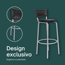Ver imagem 4 de Banqueta Alta Banco para Balcão Junco Preto Àrea Gourmet Ilha Bancada bares Churrasqueira