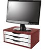 Suporte para Monitor de Mesa em MDF Vermelho com 3 Gavetas Brancas Souza Referência 3355 - 1