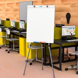 Lousa Quadro Branco Flip Chart Office 90x67 Cm Moldura Alumínio Porta Bloco de Papel Tripé Retrátil - 3