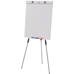 Lousa Quadro Branco Flip Chart Office 90x67 Cm Moldura Alumínio Porta Bloco de Papel Tripé Retrátil - 1