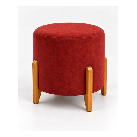 Puff Thor Decoração Sala Quarto Casa Renassi Suede Vermelho Vermelho Marsala