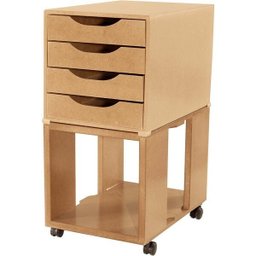 Gaveteiro Caixa Arquivo Easy Box em MDF com Base com rodízios e 4 Gavetas - Natural - Souza 3325 - 1