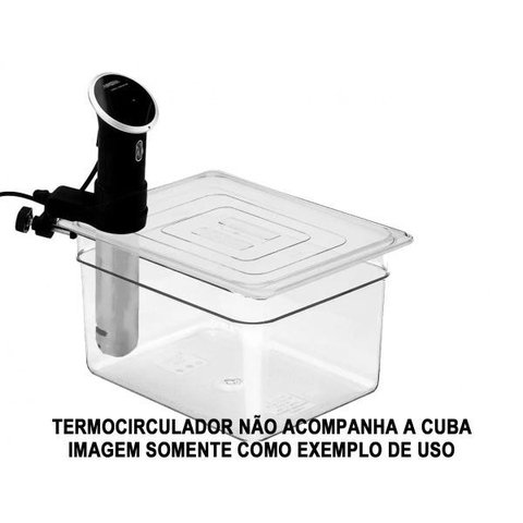 Cuba Policarbonato 1/2x200 mm Tampa Com Abertura Sous Vide
