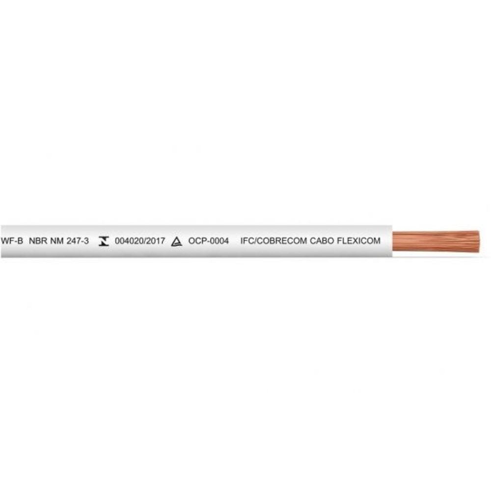 Cabo Flexicom Antichama 450/750v 4mm² Branco Rolo 100mts - Cobrecom - 1