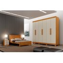 Ver imagem 4 de Guarda Roupa Casal 6 Portas 4 Gavetas Canadá S/ Espelho com Pés - Leifer Móveis Cinamomo/off White