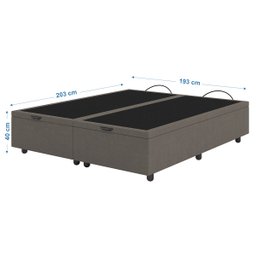 Base Cama Box Baú Casal King Size Linho Marrom SkyBox - 2