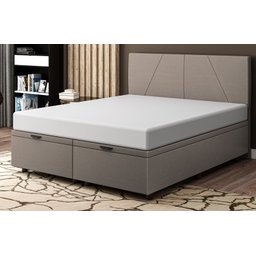 Base Cama Box Baú Casal King Size Linho Marrom SkyBox - 1