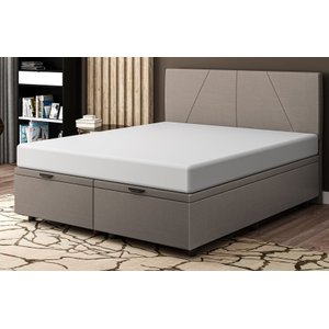 Base Cama Box Baú Casal King Size Linho Marrom SkyBox