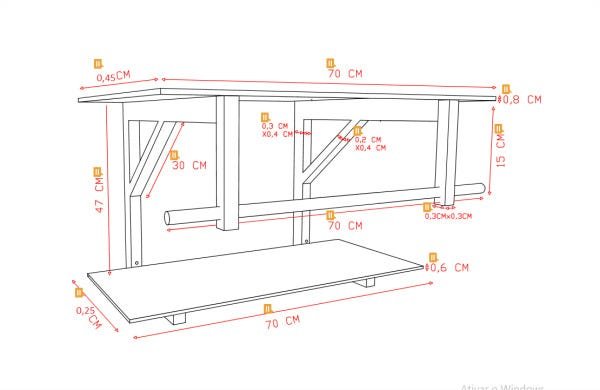 GABINETE DE VIDRO 70CM IQ INOX COM CUBA QUADRADA - PRETO - 3