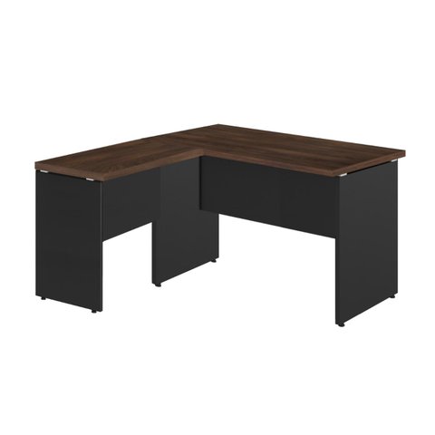 Mesa em L (Mesa 1,35m + Mesa Auxiliar) – S/ Gavetas – WORKSTART – MARSALA/PRETO – 25422