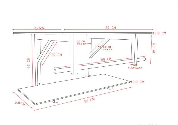 GABINETE DE VIDRO 80CM IQ INOX COM CUBA CHAPÉU REDONDA - VERMELHO CEREJA - 4