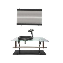 GABINETE DE VIDRO 80CM IQ INOX COM CUBA CHAPÉU REDONDA - GRAFITE - 1