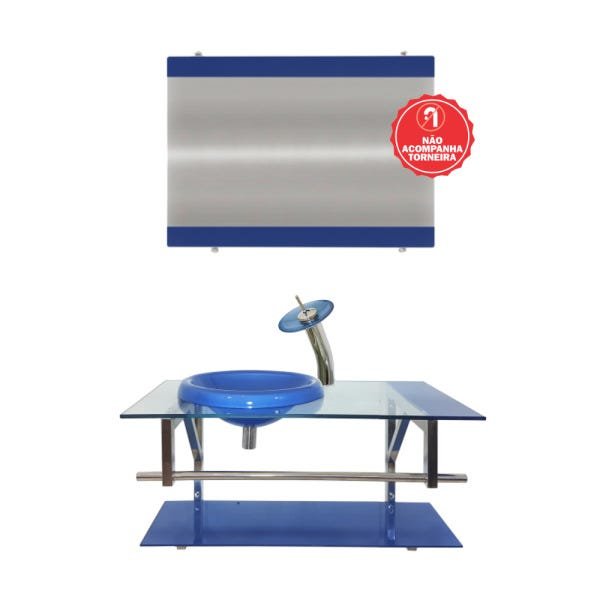 GABINETE DE VIDRO 80CM IQ INOX COM CUBA CHAPÉU REDONDA - AZUL ESCURO - 2