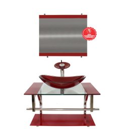 GABINETE DE VIDRO 80CM IQ INOX COM CUBA OVAL - VERMELHO CEREJA - 2