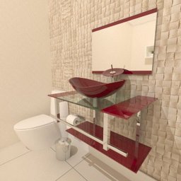 GABINETE DE VIDRO 80CM IQ INOX COM CUBA OVAL - VERMELHO CEREJA - 1