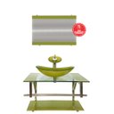 Ver imagem 2 de GABINETE DE VIDRO 80CM IQ INOX COM CUBA OVAL - VERDE OLIVA