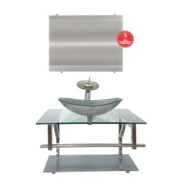 GABINETE DE VIDRO 80CM IQ INOX COM CUBA OVAL - PRATA - 2