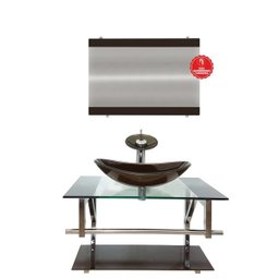GABINETE DE VIDRO 80CM IQ INOX COM CUBA OVAL - MARROM - 2