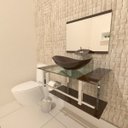 Ver imagem 1 de GABINETE DE VIDRO 80CM IQ INOX COM CUBA OVAL - MARROM