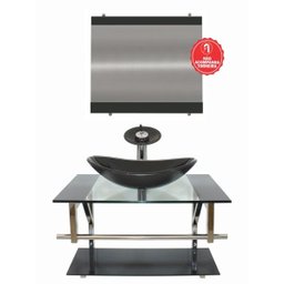 GABINETE DE VIDRO 80CM IQ INOX COM CUBA OVAL - GRAFITE - 2