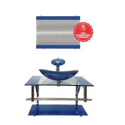 GABINETE DE VIDRO 80CM IQ INOX COM CUBA OVAL - AZUL ESCURO - 2