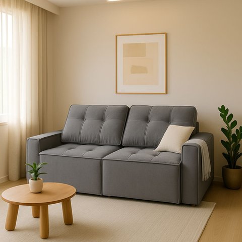 Sofá Retrátil Reclinável 2 Lugares Moderno e Confortável para Recepção e Sala Veludo Oslo:cinza