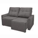 Ver imagem 3 de Sofá Retrátil Reclinável 2 Lugares Moderno e Confortável para Recepção e Sala Veludo Oslo:cinza