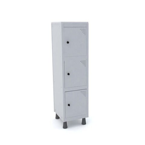 Mini Roupeiro de Aço 3 Portas Pitão Pandin - Cinza