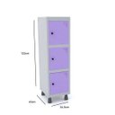 Ver imagem 2 de Mini Roupeiro de Aço 3 Portas Pitão Pandin - Cinza/Lilás