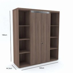 Armário Alto PE50 Pandin 140 cm (largura) em MDP Cor Walnut com Oito Nichos e Duas Portas - 2