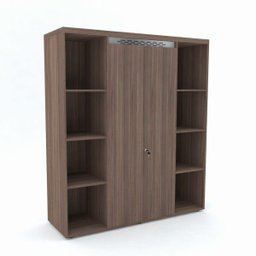 Armário Alto PE50 Pandin 140 cm (largura) em MDP Cor Walnut com Oito Nichos e Duas Portas - 1