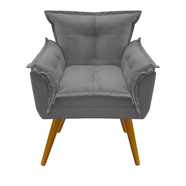 Poltrona Decorativa Opala Suede Cinza - 2