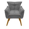 Poltrona Decorativa Opala Suede Cinza - 2