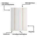Ver imagem 4 de Guarda Roupa 4 Portas Abrir para Quarto ou Closet 230 cm X 160 cm 100% MDF Cor:Branco e Peroba